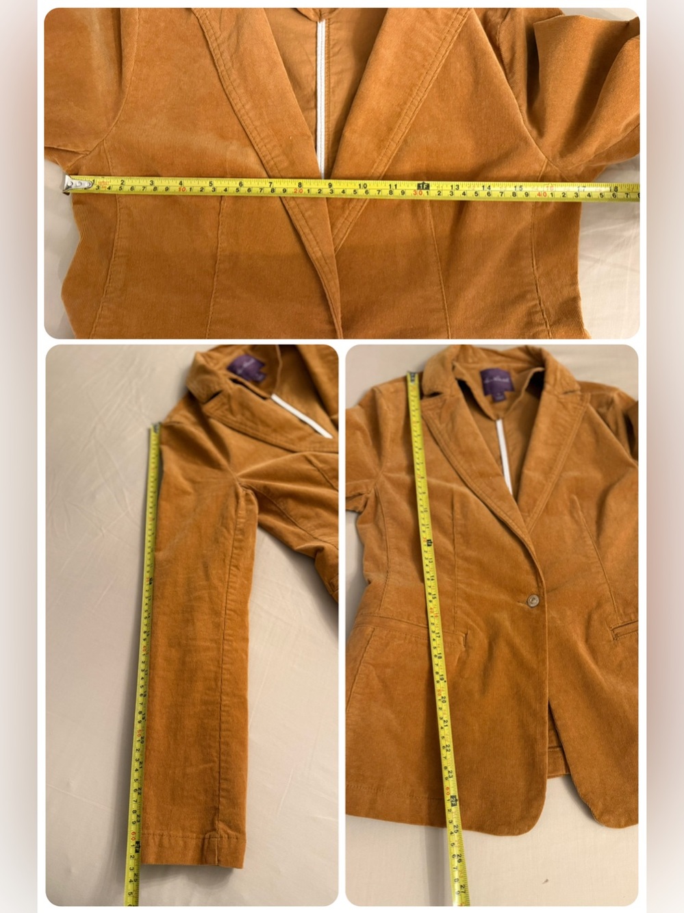 Vintage Gloria Vanderbilt Corduroy Blazer Camel Preppy Brown Stretch Jacket S - Picture 11 of 17